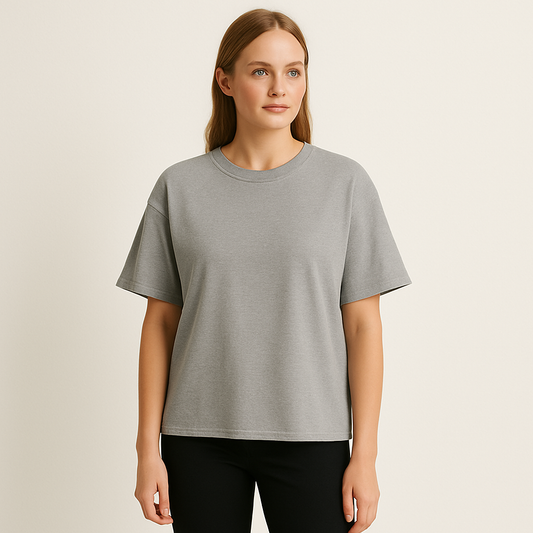 Locker geschnittenes T-Shirt in Meliertem Grau